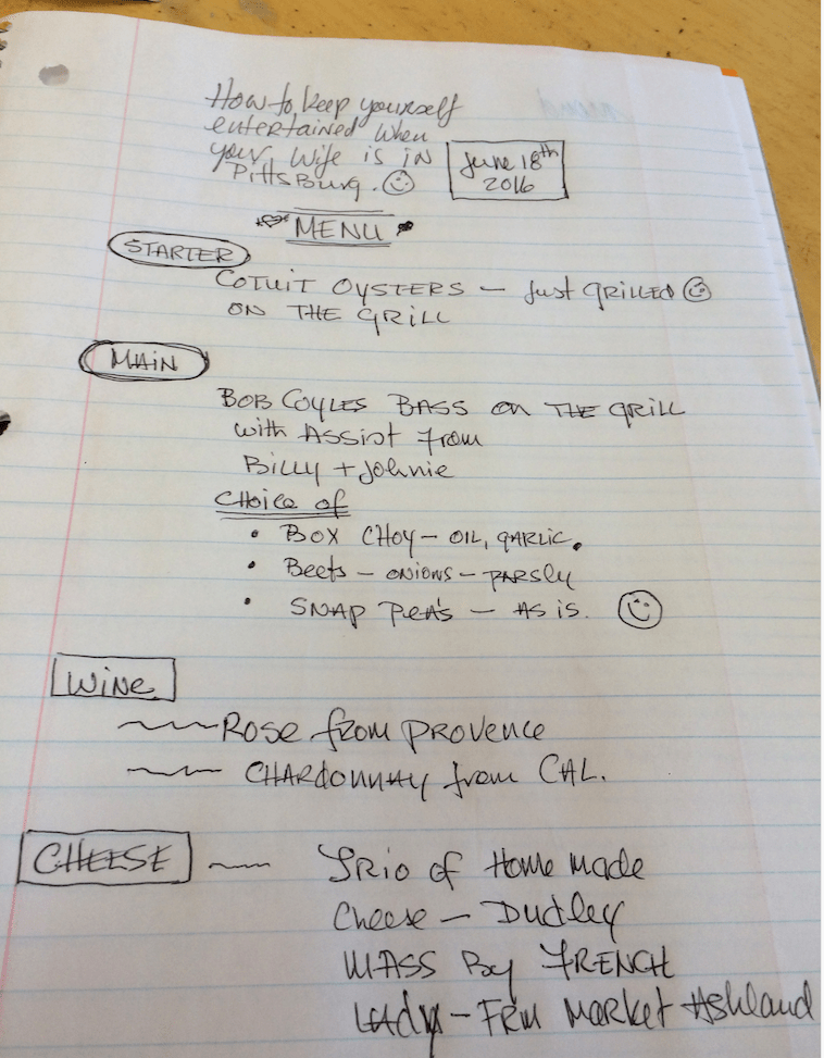 menu
